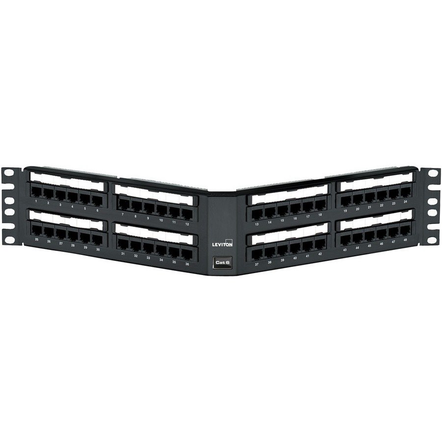 Leviton Cat 6 Universal Angled Patch Panel, 48-Port, 2RU