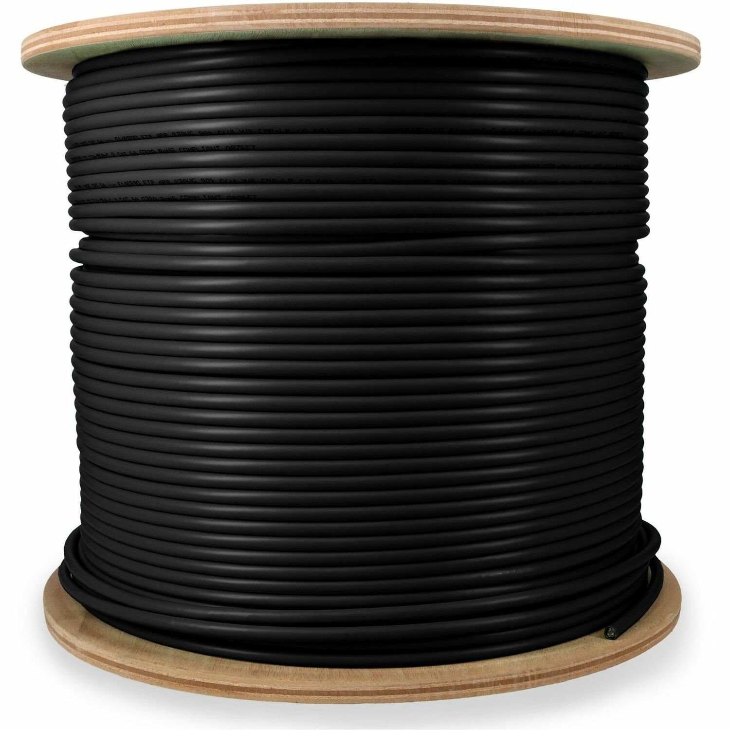 AddOn 1000ft Non-Terminated Black CAT 6A Shielded Plenum-Rated Bulk Cable