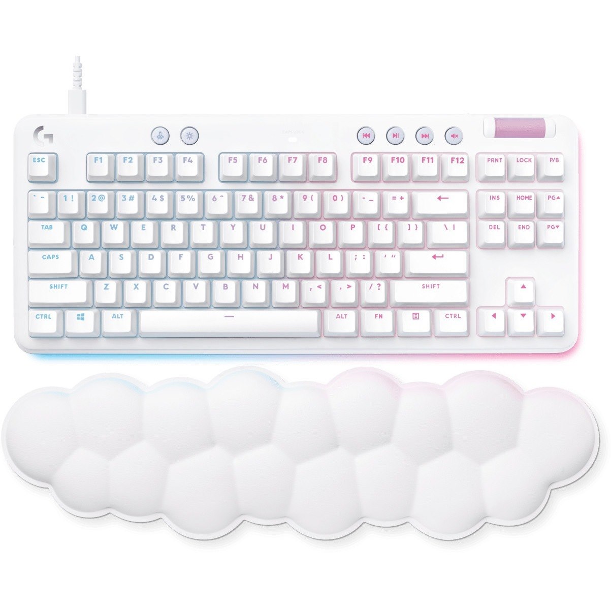 Logitech G Aurora G713 Gaming Keyboard - Cable Connectivity - USB Interface - RGB LED - English (UK) - QWERTY Layout - White