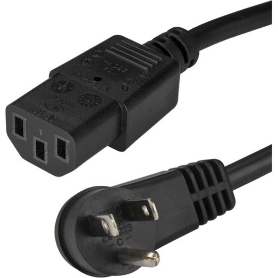 StarTech.com 3 ft Power Cord - Right-Angle NEMA 5-15P to C13 - Computer Power Cord - C13 Power Cord - Right Angle Power Cord