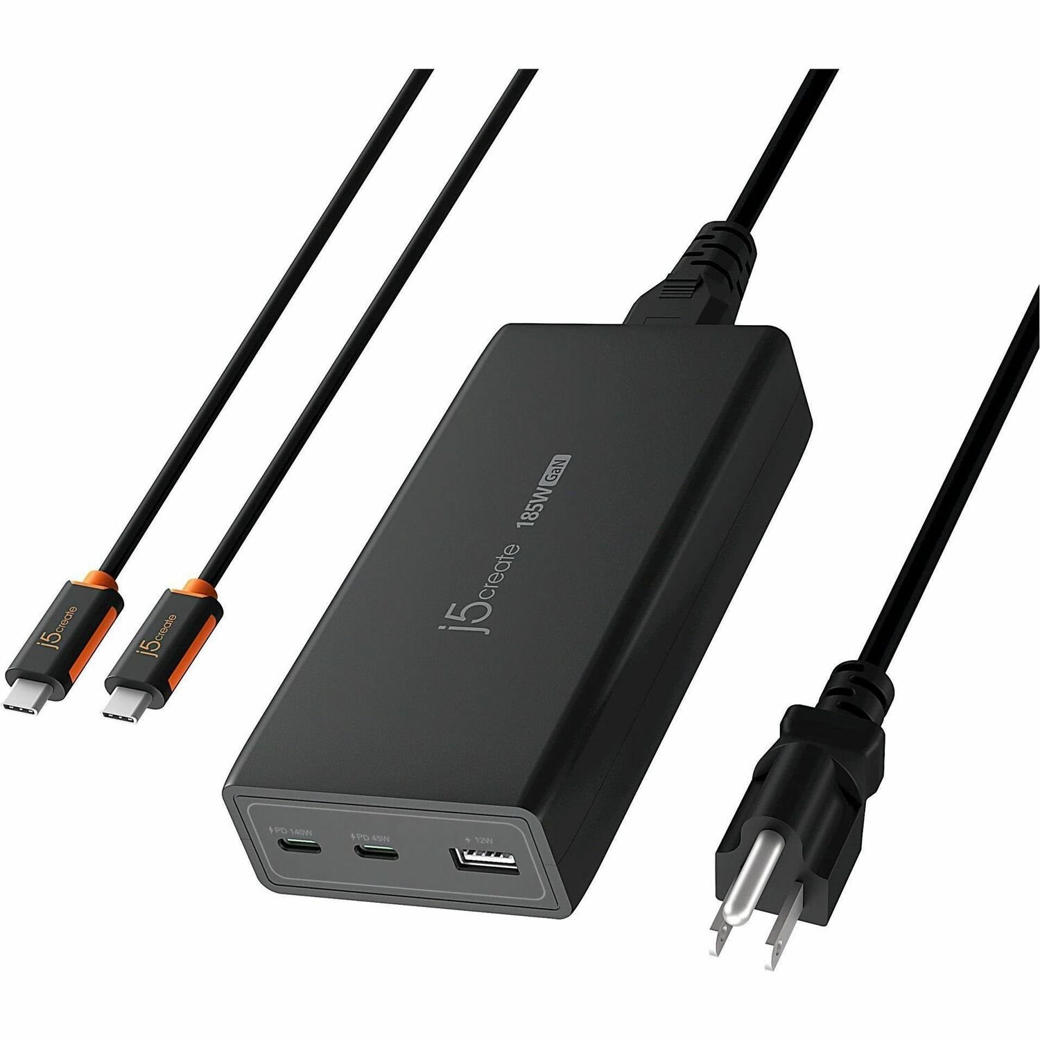 J5create 185W Gan PD 3.1 Usb-C 3-Port Charger
