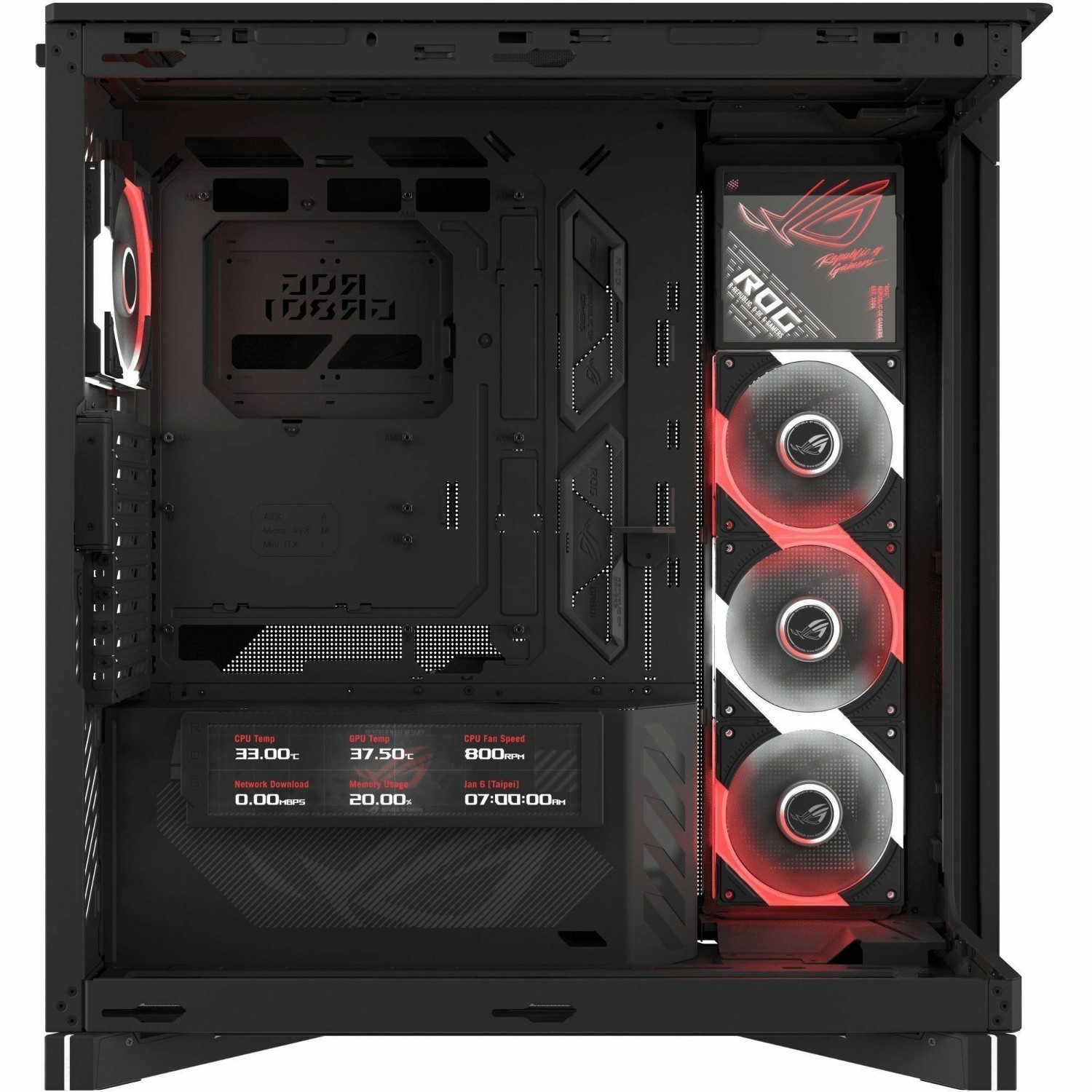 Asus ROG ROG Cronox ARGB Gaming Computer Case - EATX, ATX Motherboard Supported - Mid-tower - Tempered Glass, Aluminium - Black