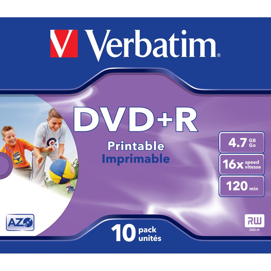 Verbatim 43508 DVD Recordable Media - DVD+R - 16x - 4.70 GB - 10