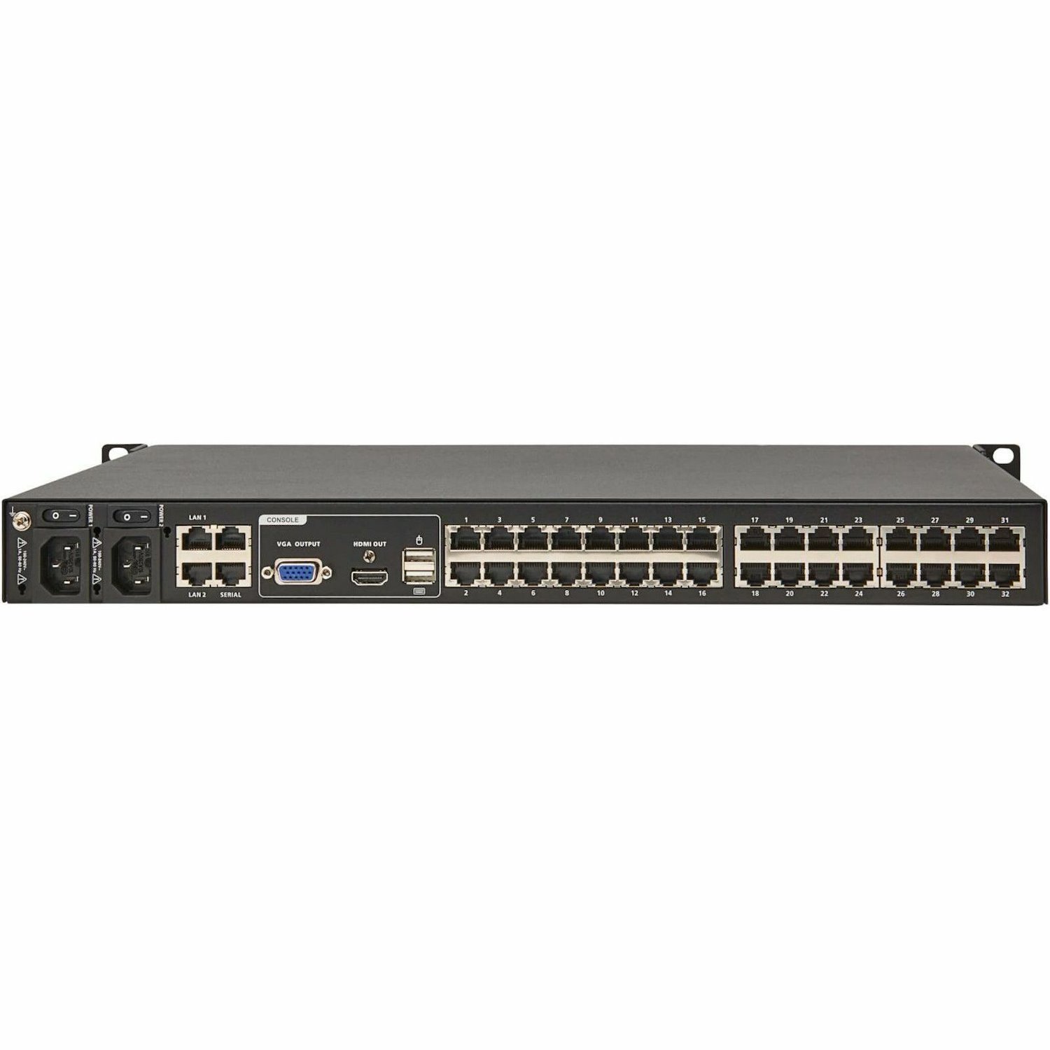 Eaton 32-Port Cat5e KVM over IP Switch - Virtual Media, 1 Remote/1 Local User, HDMI Output, 1U Rack-Mount, TAA