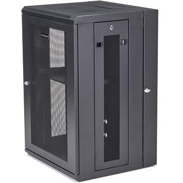 StarTech.com 4-Post 18U Wall Mount Network Cabinet, 19" Hinged Wall-Mounted Server Rack for Data / IT Equipment, Lockable Rack Enclosure