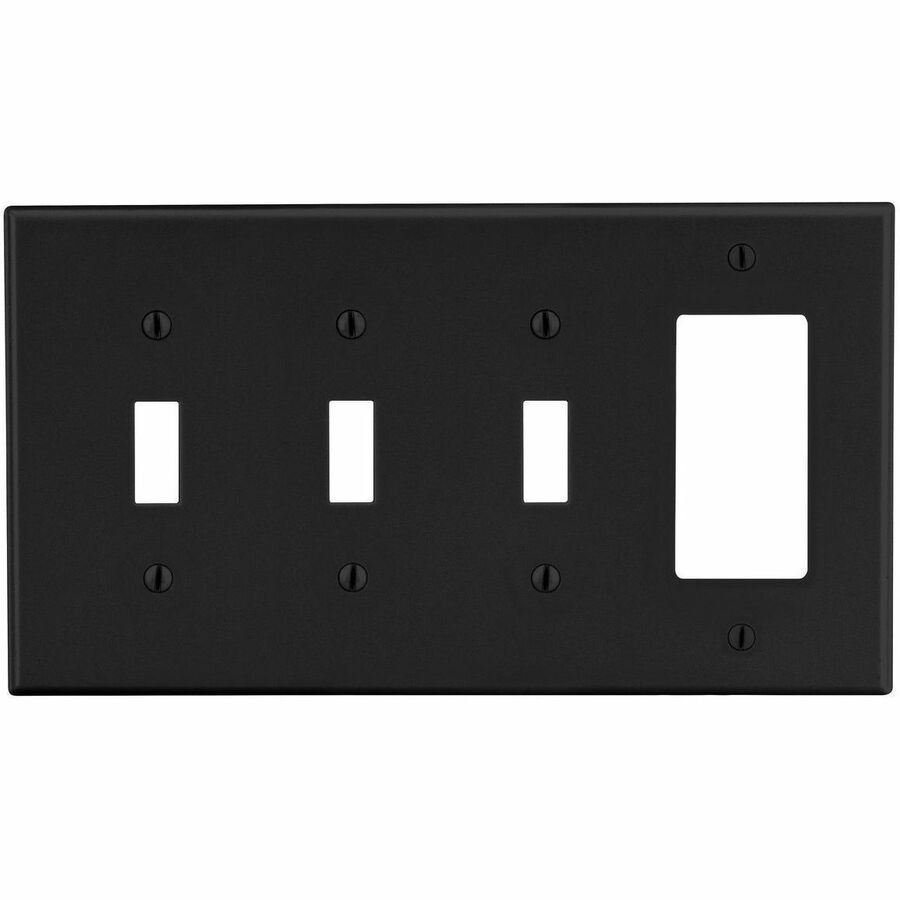 Bryant Wallplate, 4-Gang, 3) Toggle 1) Decorator, Black