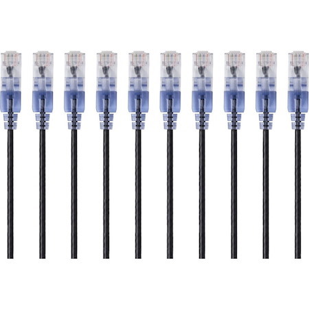 Monoprice 10-Pack, SlimRun Cat6A Ethernet Network Patch Cable, 14ft Black
