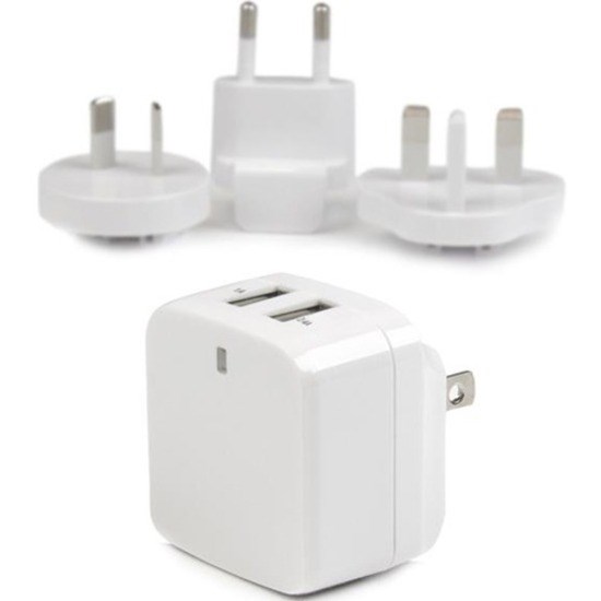 StarTech.com Travel USB Wall Charger &acirc;&euro;" 2 Port &acirc;&euro;" White &acirc;&euro;" Universal Travel Adapter &acirc;&euro;" International Power Adapter &acirc;&euro;" USB Charger