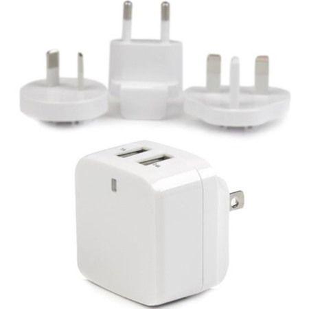 StarTech.com Travel USB Wall Charger â€" 2 Port â€" White â€" Universal Travel Adapter â€" International Power Adapter â€" USB Charger