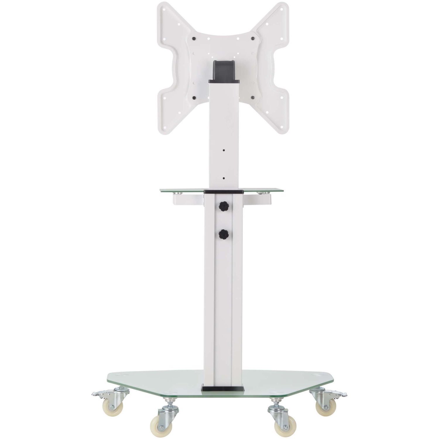 Eaton Tripp Lite Series Premier Rolling TV Cart for 32" to 55" Displays, Frosted Glass Base and Shelf, Locking Casters, White