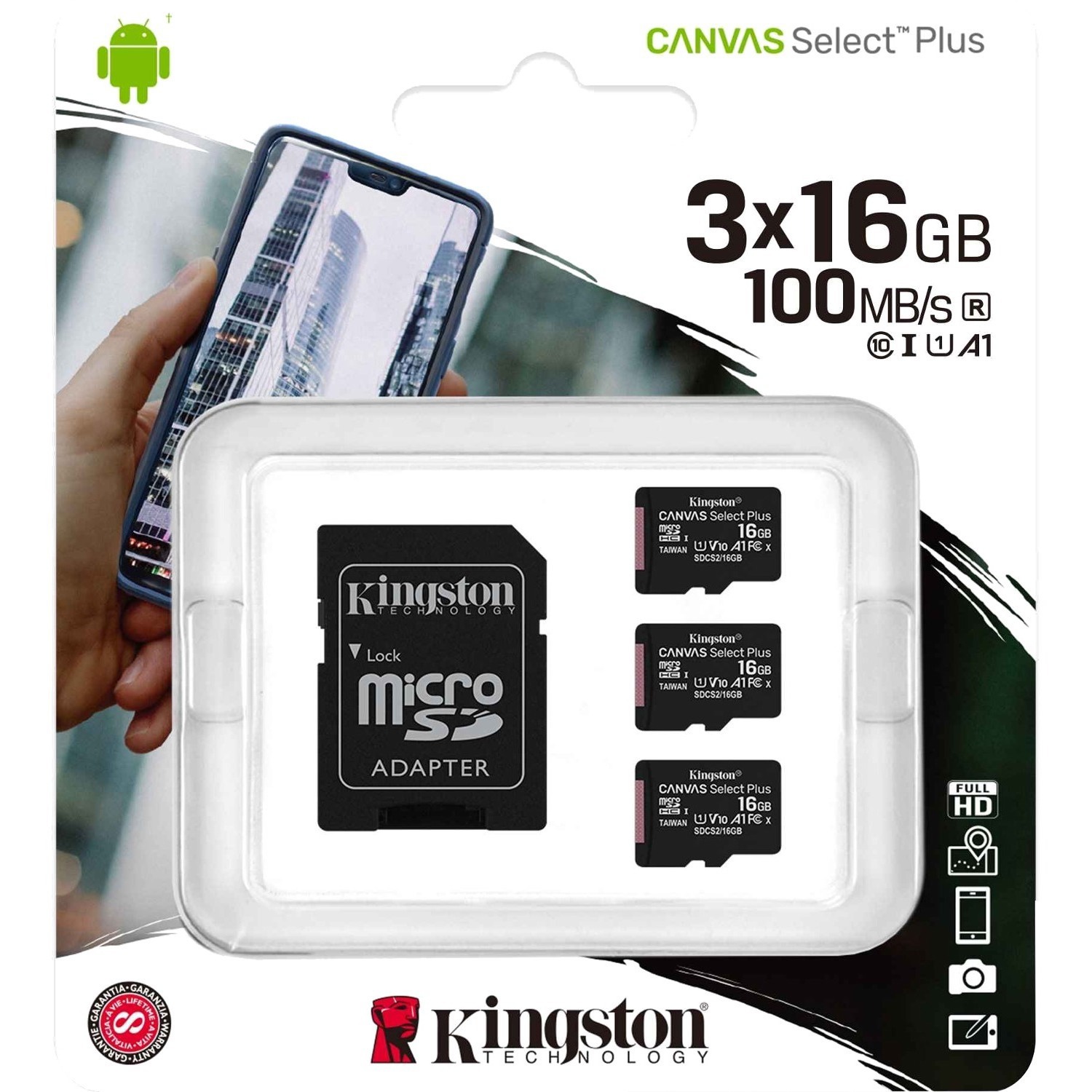 Kingston Canvas Select Plus 16 GB Class 10/UHS-I (U1) microSDHC - 3