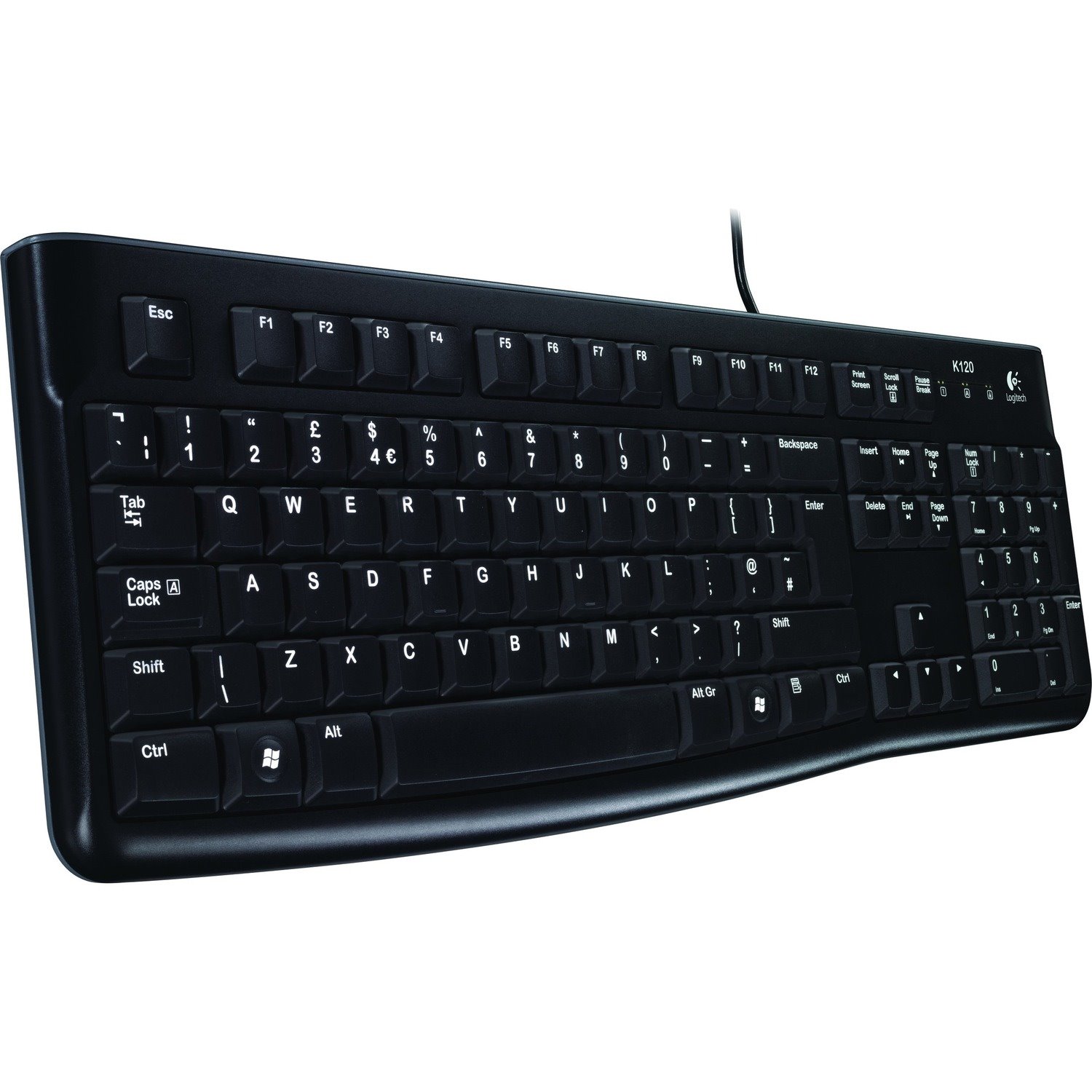 Logitech K120 Keyboard - Cable Connectivity - USB Interface - Czech - Black