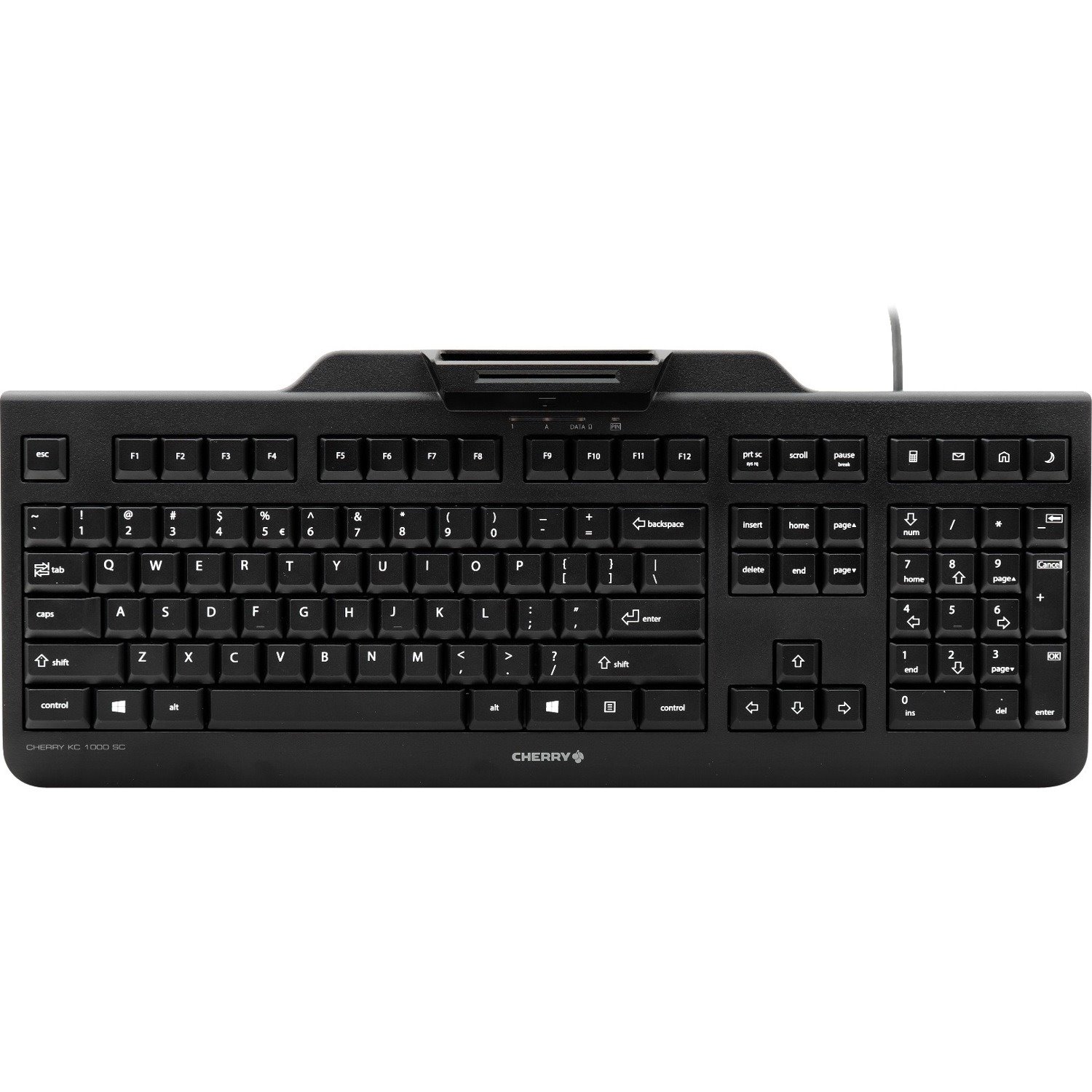 CHERRY KC 1000 SC Keyboard - Cable Connectivity - USB Interface - English (US) - QWERTY Layout - Grey