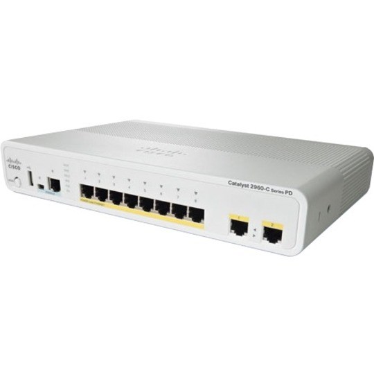 Cisco Catalyst 2960-C WS-C2960C-8TC-L 8 Ports Manageable Ethernet Switch - Fast Ethernet, Gigabit Ethernet - 10/100/1000Base-TX, 1000Base-X - Refurbished