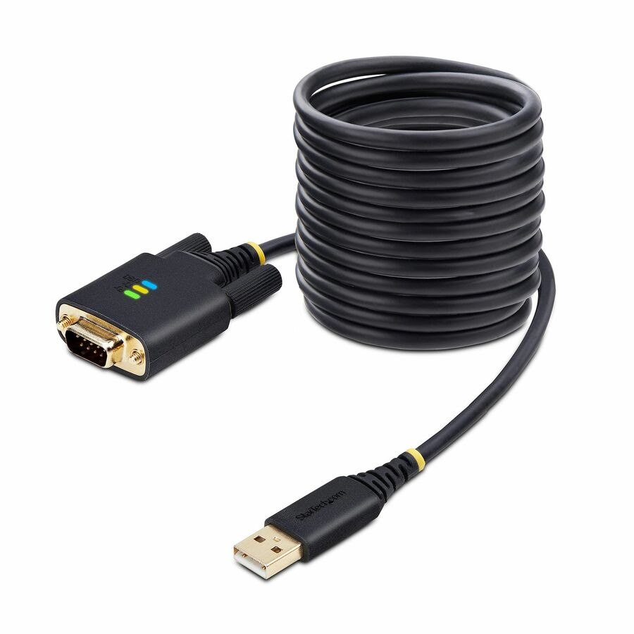 StarTech.com 10ft (3m) USB to Serial Adapter Cable, COM Retention, FTDI, DB9 RS232, Interchangeable DB9 Screws/Nuts, Windows/macOS/Linux