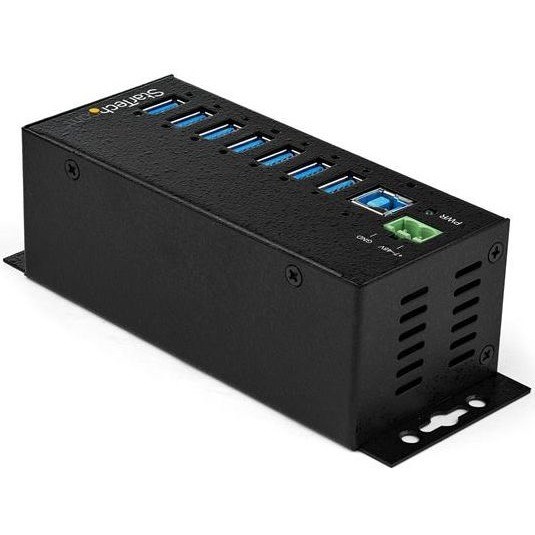 StarTech.com 7 Port USB Hub w/ Power Adapter - Metal Industrial USB 3.0 Data Hub - Din Rail, Wall & Desk Mountable USB 3.2 Gen 1 5Gbps Hub