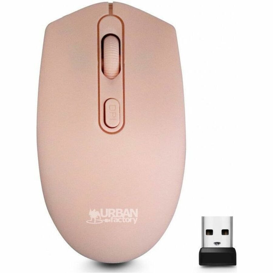 Urban Factory FREE Color Mouse - Radio Frequency - USB Type A - Optical - 4 Button(s) - Light Pink