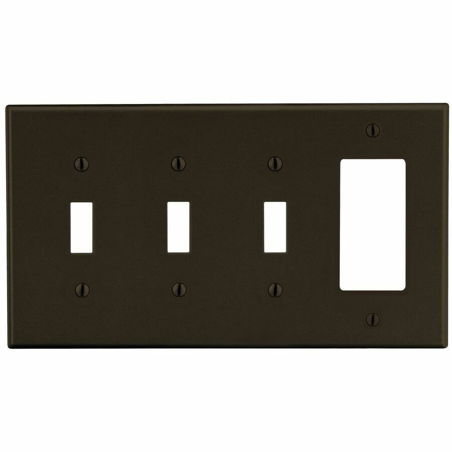 Hubbell Wallplate, 4-G, 3) Tog 1) Dec, BR