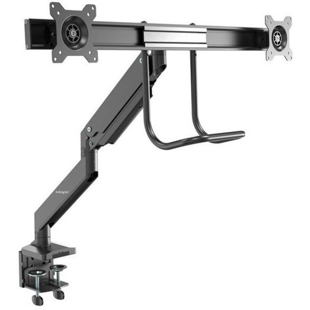 StarTech.com Desk Mount Dual Monitor Arm, Ergonomic VESA Mount 32" (17.6lb/8kg) Displays, Crossbar Handle for Full Motion, C-Clamp/Grommet