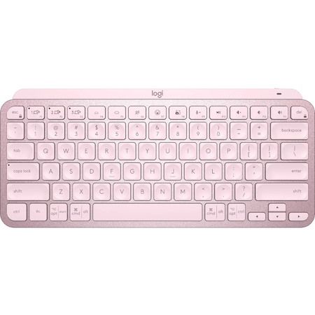 Logitech MX Keys Mini Minimalist Wireless Illuminated Keyboard, Compact, Bluetooth, USB-C - Rose