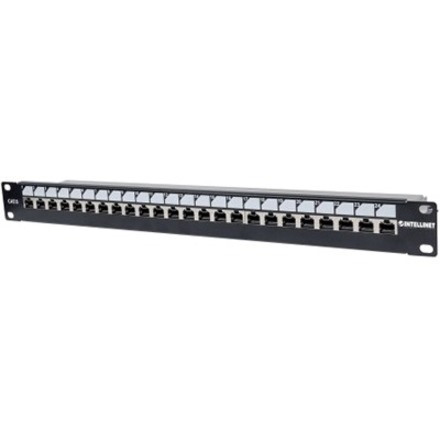 Intellinet Cat6 Patch Panel 24-Port FTP- 1U Shielded Top/Punch Down Lock