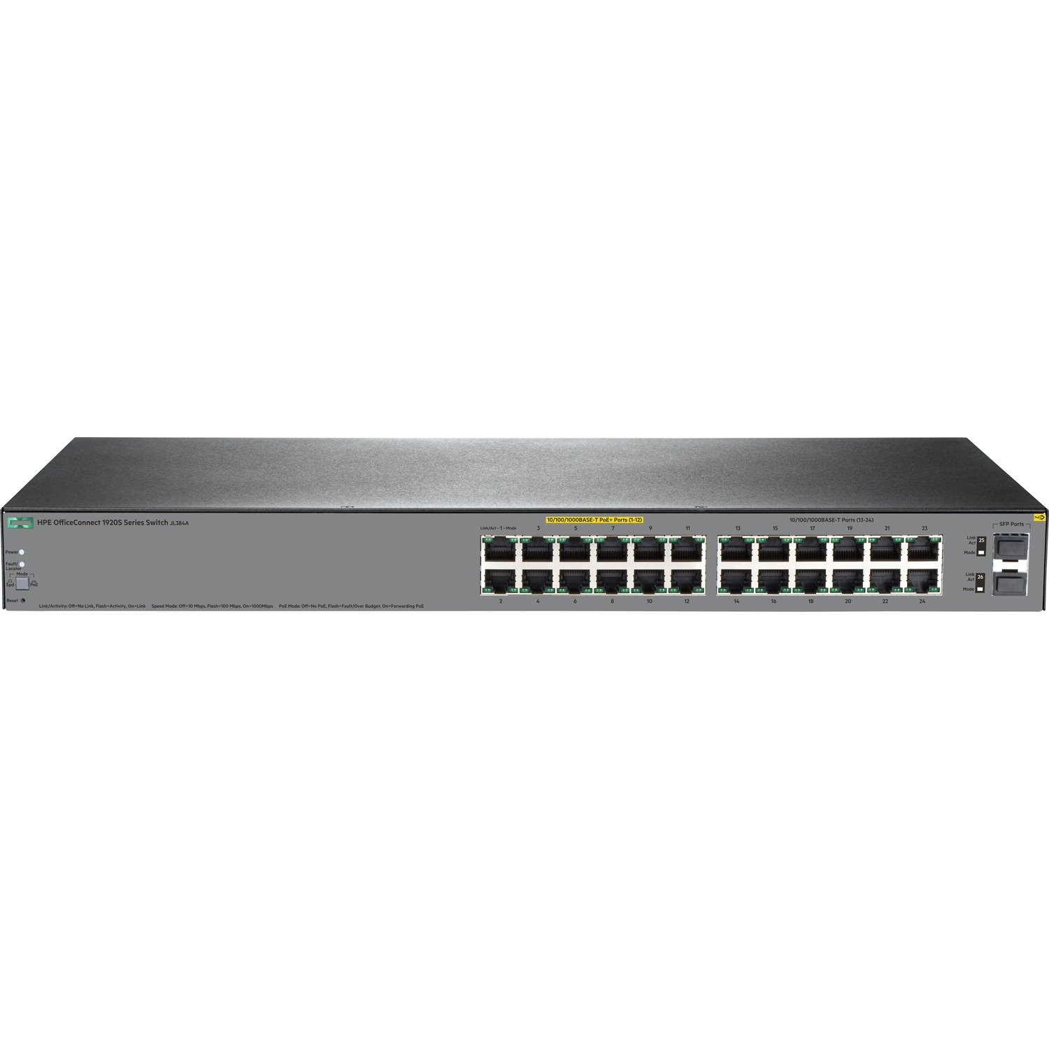 HPE OfficeConnect 1920S 1920S 24G 2SFP PPoE+ 185W 24 Ports Manageable Layer 3 Switch - Gigabit Ethernet, Fast Ethernet - 1000Base-X, 100Base-FX, 10/100/1000Base-TX