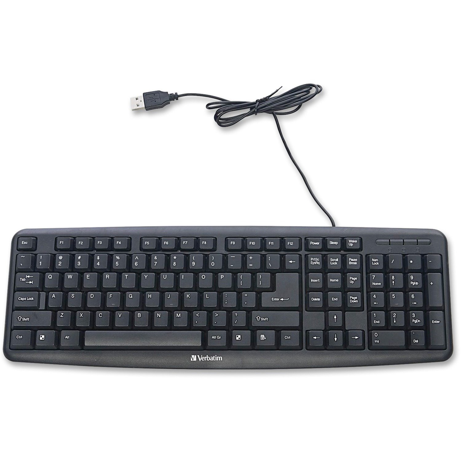 Verbatim Slimline Corded USB Keyboard - Black