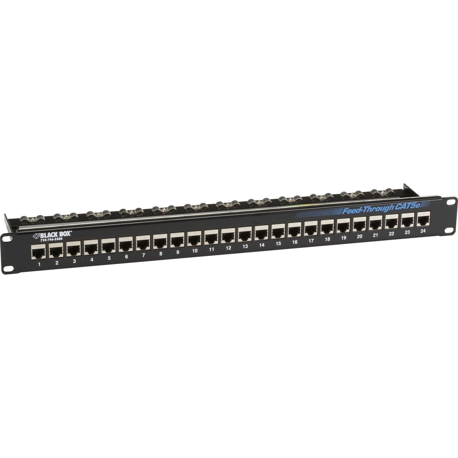 Black Box CAT5e Feed-Through Patch Panel - 1U, Shielded, 24-Port