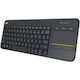 Logitech K400 Plus Wireless Touch TV Keyboard With Easy Media Control and Built-in Touchpad, HTPC Keyboard for PC-connected TV, Windows, Android, Chrome OS, Laptop, Tablet (Dark) (French Layout)