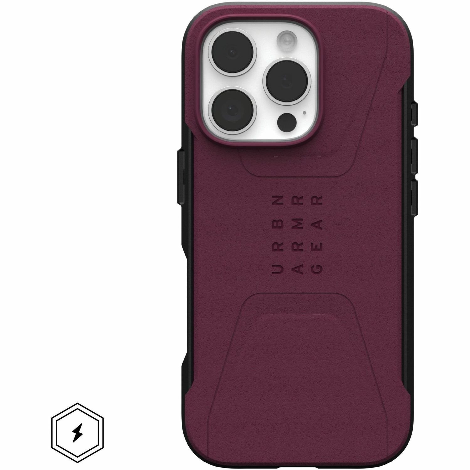 Urban Armor Gear Civilian Draagtas/-koffer Apple iPhone 16 Pro Smartphone - Bordeaux