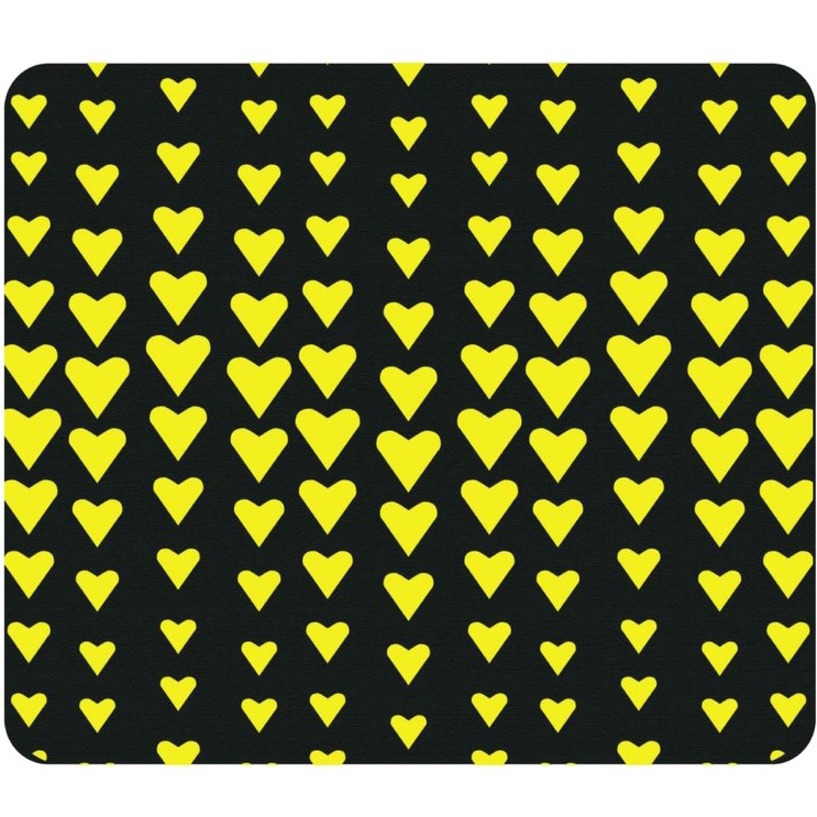 OTM Classic Prints Black Mouse Pad, Falling Yellow Hearts