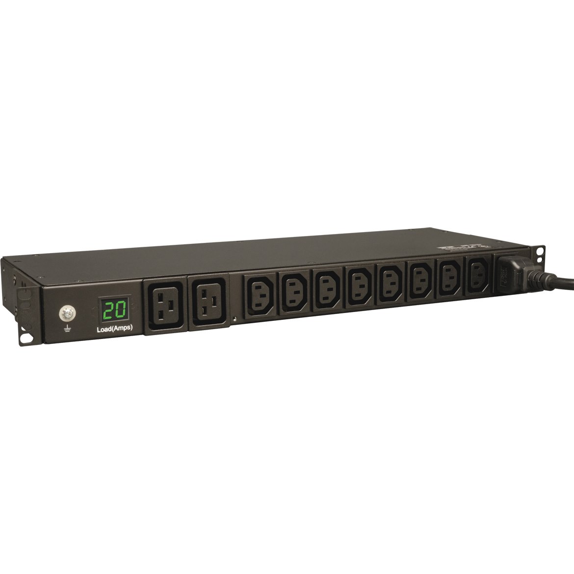 Eaton Tripp Lite Series 3.7kW Single-Phase Local Metered PDU, 208/230V (8 C13 & 2 C19), C20 / L6-20P Adapter, 12 ft. (3.66 m) Cord, 1U Rack-Mount, TAA