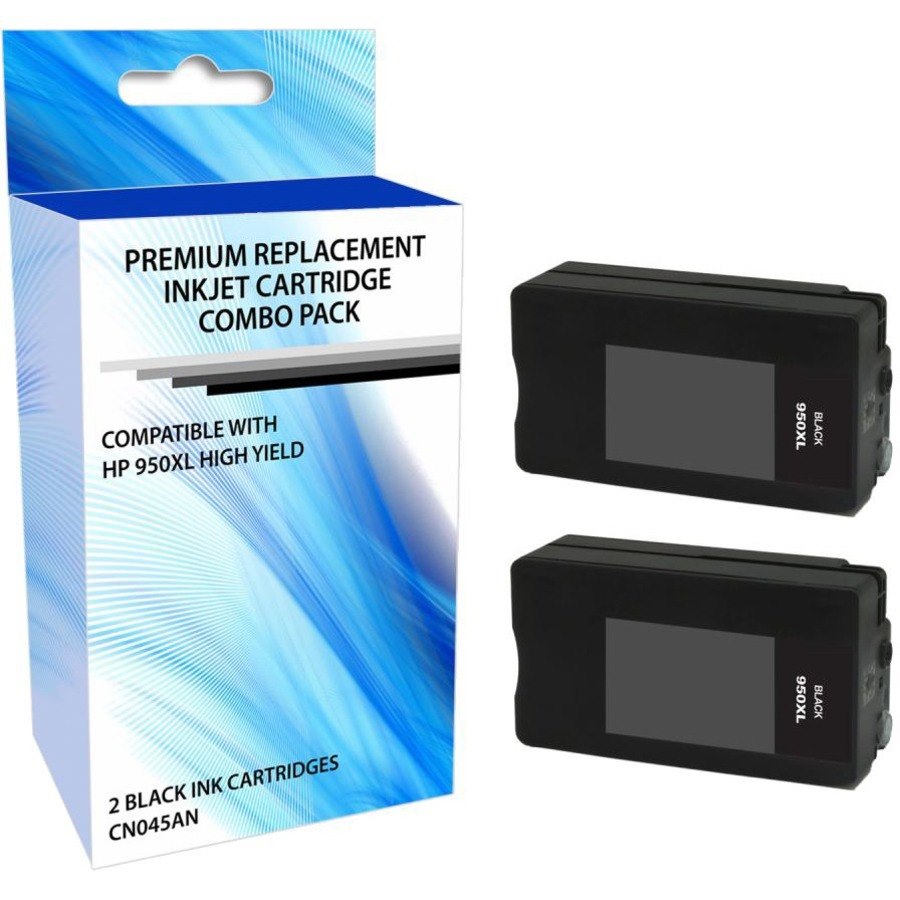 eReplacements Remanufactured High Yield Inkjet Ink Cartridge 950XL - Black - 2 Pack
