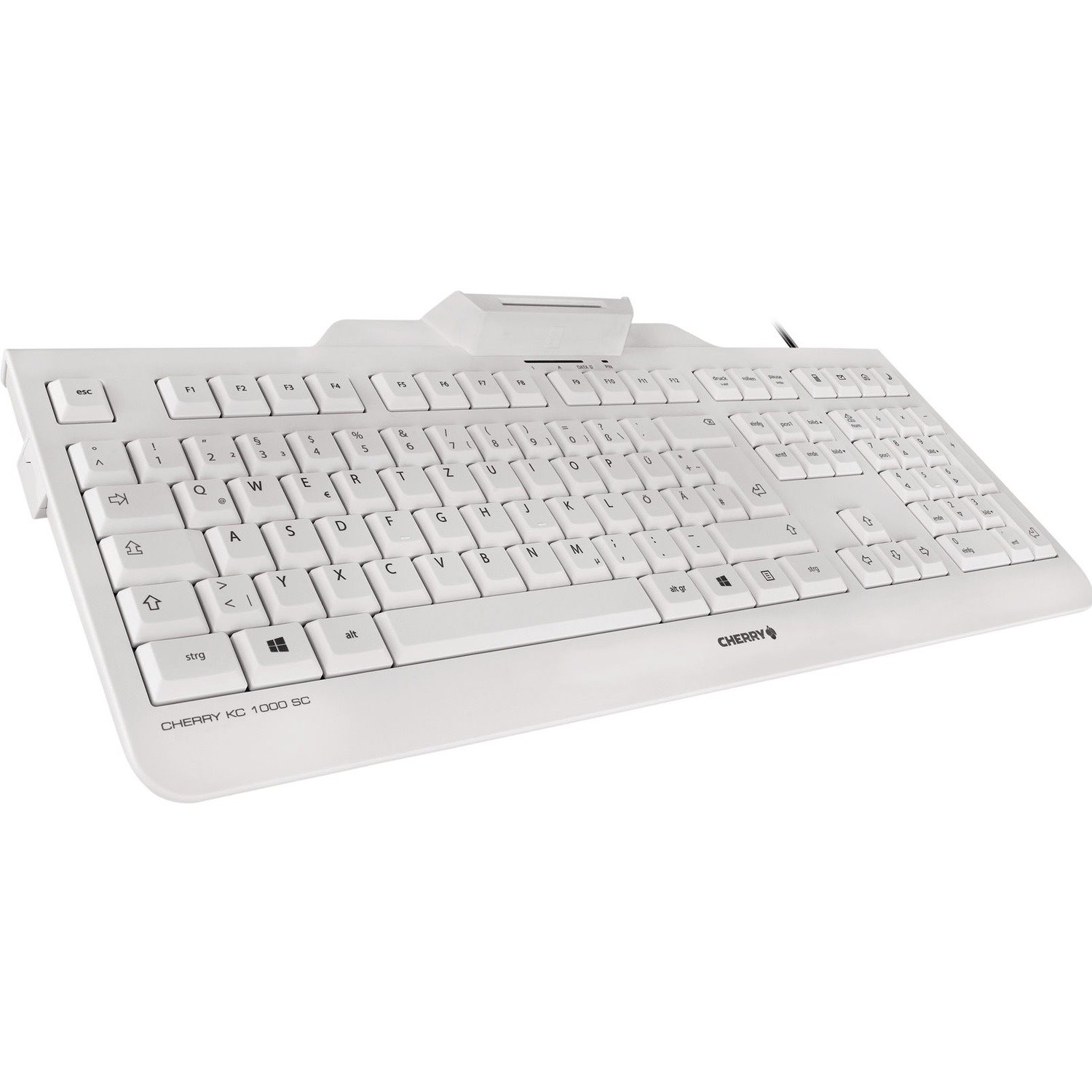 CHERRY KC 1000 SC Keyboard - Cable Connectivity - USB Interface - French - QWERTZ Layout - Pale Gray