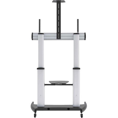 Manhattan TV & Monitor Mount, Trolley Stand, 1 screen, Screen Sizes: 60-100" , Silver/Black, VESA 200x200 to 800x600mm, Max 100kg, Height adjustable 1200 to 1685mm, Camera and AV shelves, Aluminium, LFD, Lifetime Warranty