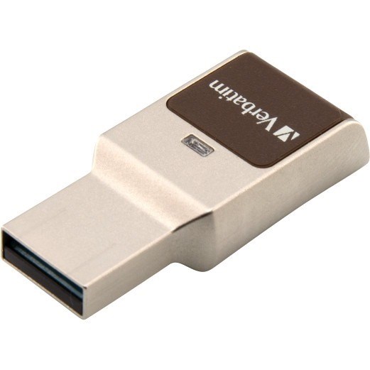 Verbatim Fingerprint Secure 64 GB USB 3.0 Type A Flash Drive - Silver - 256-bit AES