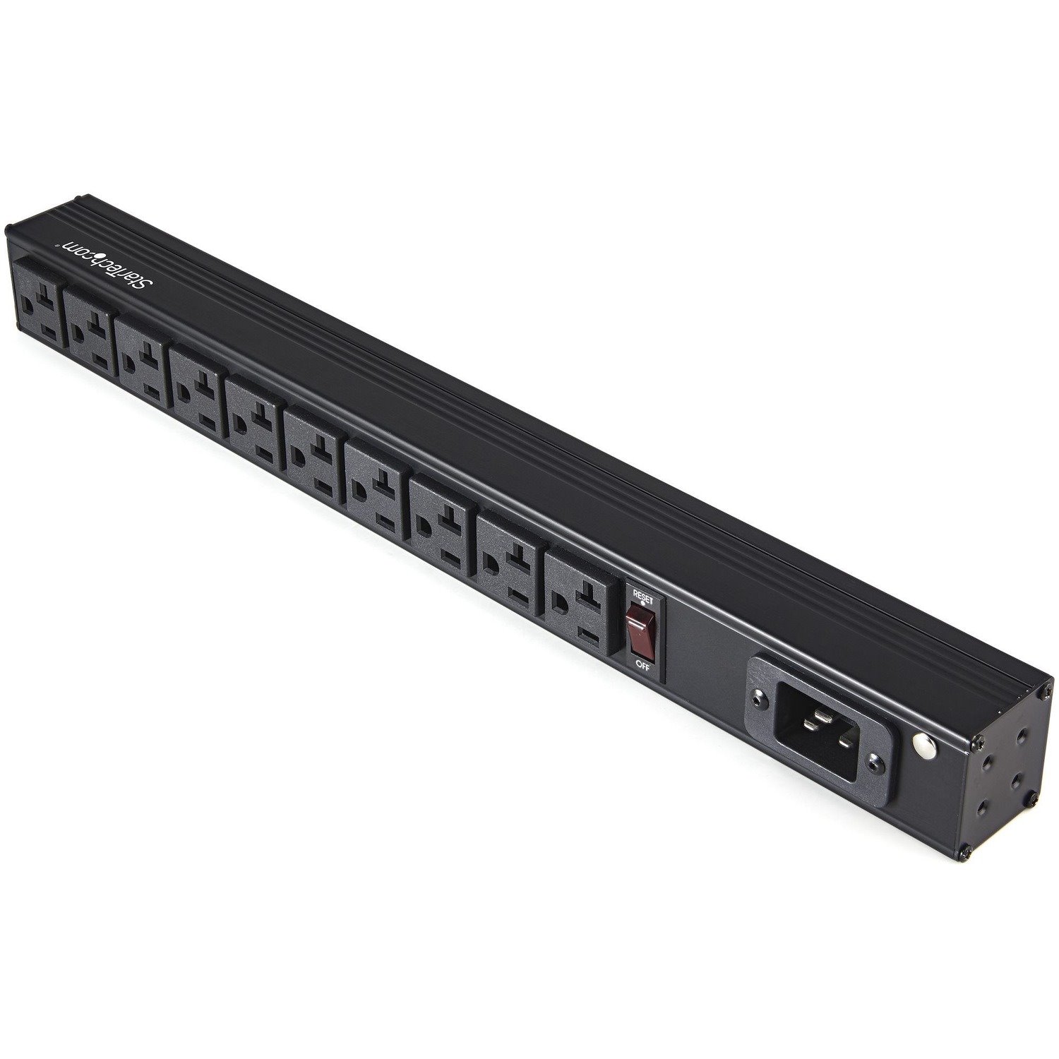 StarTech.com 10 Outlet Rack Mount Power Strip 125V/16 Amp, 1U Horizontal 19" Rackmount PDU, NEMA 5-20P Input, 10x NEMA 5-15/20R Outlets