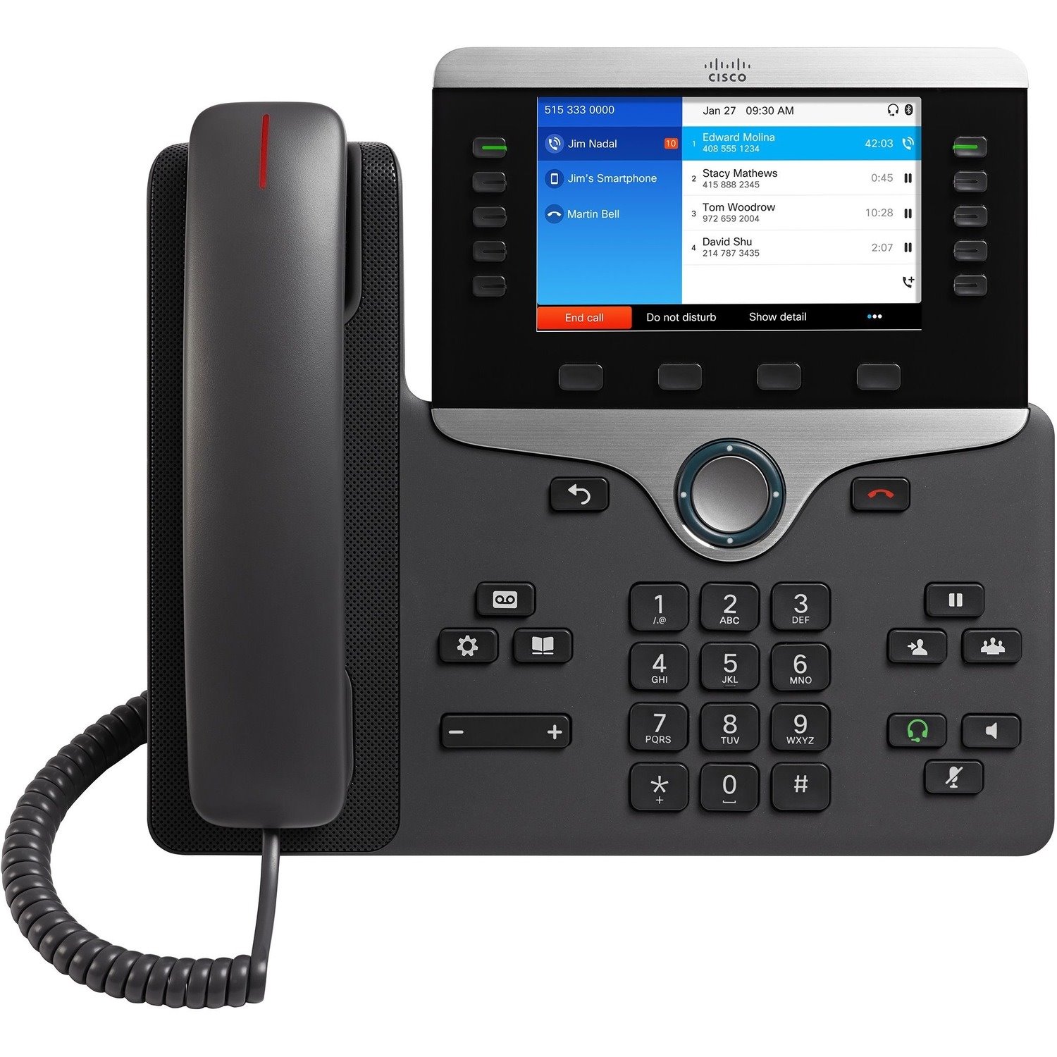 Cisco 8851 IP Phone - Refurbished - Corded - Corded - Bluetooth - Desktop, Wall Mountable - Charcoal