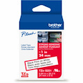 Brother Genuine P-touch TZeS251 BK on WHT Label Tape, Strong Adhesive Lam., 24mmX8m