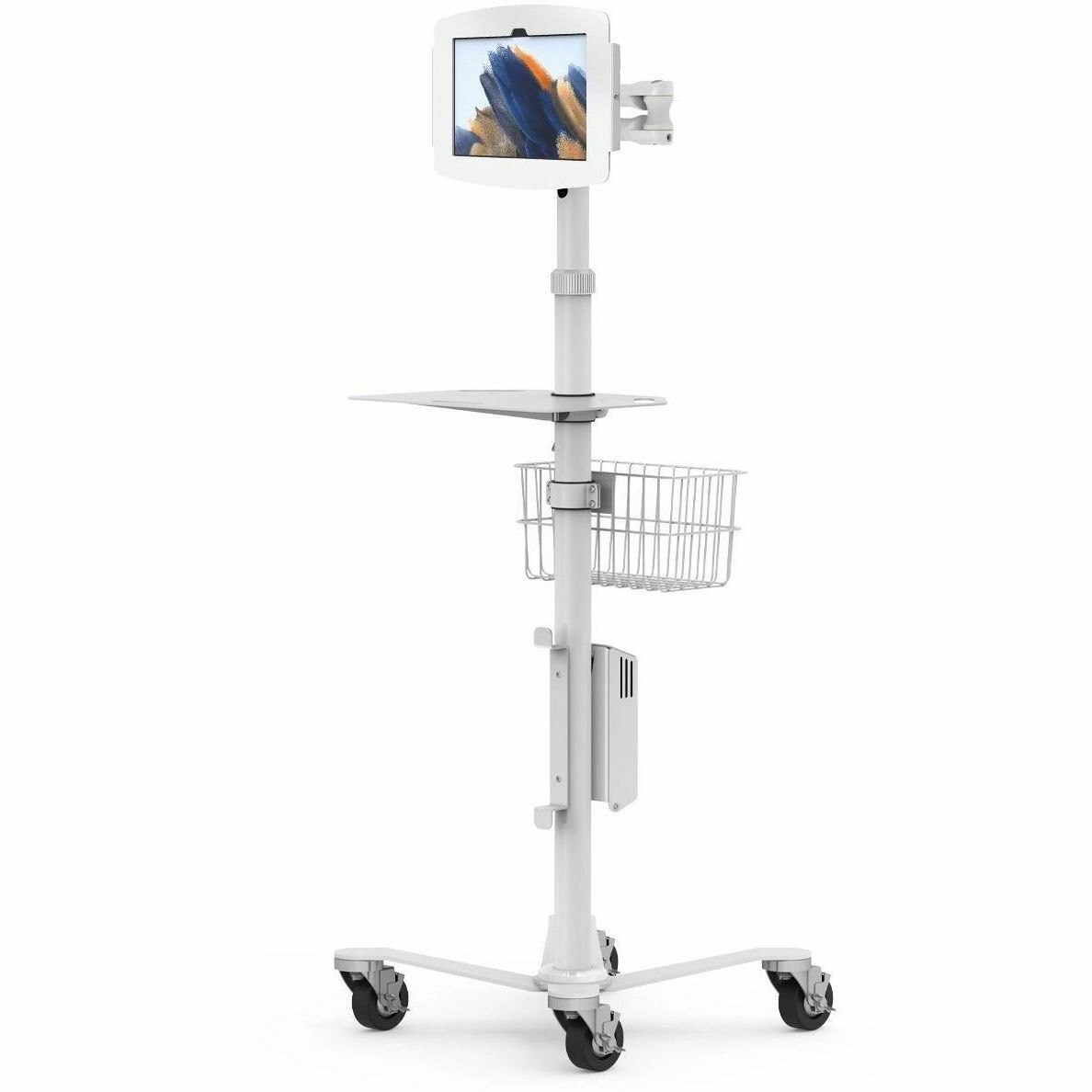 Compulocks Galaxy Tab A8 10.5In Space Enclosure Medical Rolling Cart Extended White