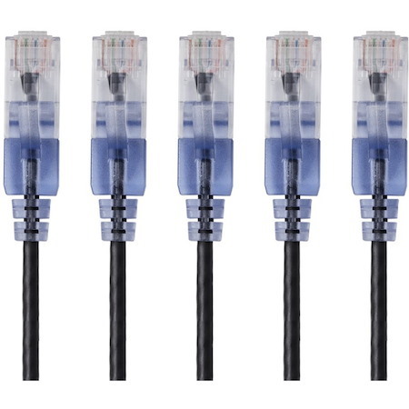 Monoprice 5-Pack, SlimRun Cat6A Ethernet Network Patch Cable, 5ft Black