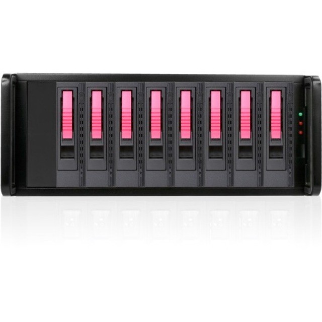 RAIDage JAGE480HDRD-M1 Drive Enclosure SAS-2, SATA/600 - Mini-SAS HD Host Interface - 4U Rack-mountable - Black, Red