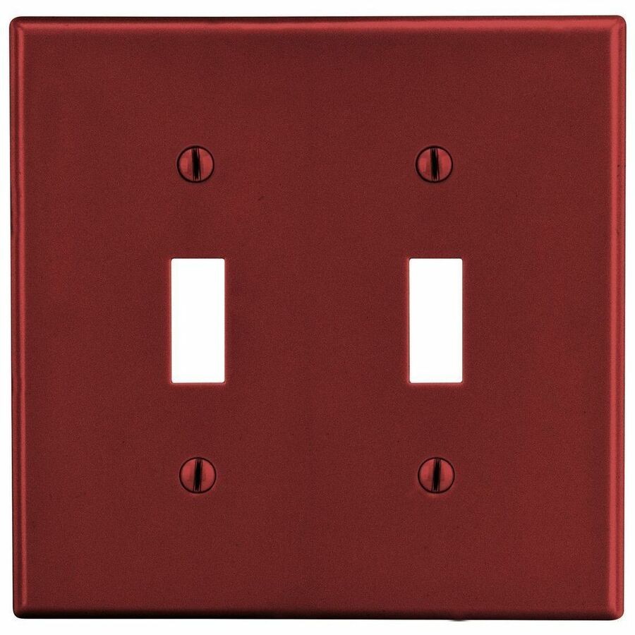Hubbell Wallplate, 2-G, 2) Tog, Red