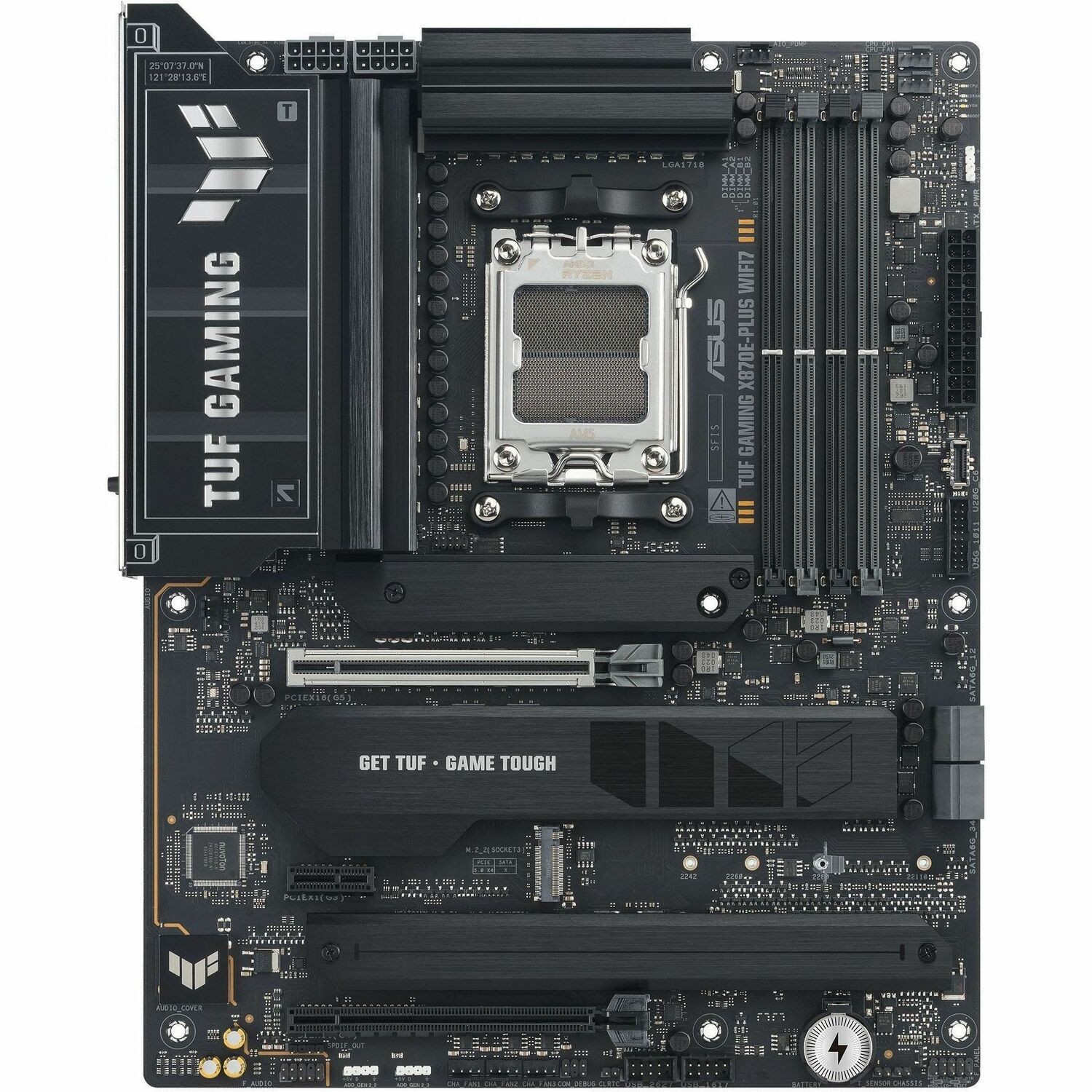 ASUS AMD TUF GAMING X870E-PLUS WIFI7 (AM5) ATX Motherboard, DDR5 256GB 8000+MT/s, PCIe 5.0, 4xM.2, 2.5GbE, WiFi 7, USB4 40Gbps