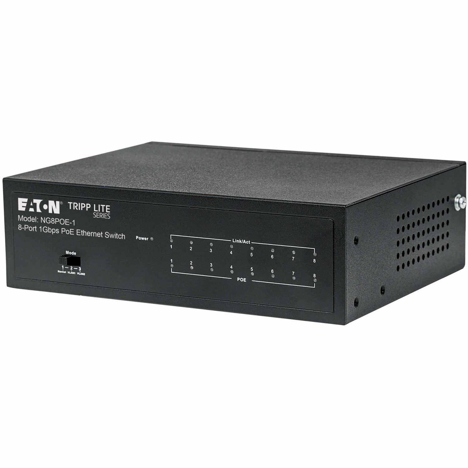 Eaton Tripp Lite Series 8-Port 10/100/1000 Mbps Desktop Gigabit Ethernet Unmanaged Switch with PoE+, 60W, Metal Enclosure