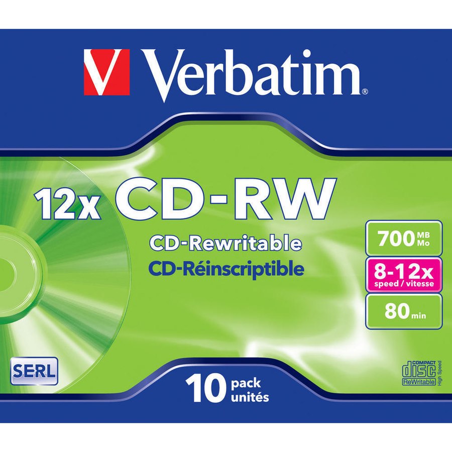 Verbatim DataLifePlus 43148 CD Rewritable Media - CD-RW - 12x - 700 MB - 10 Pack Jewel Case