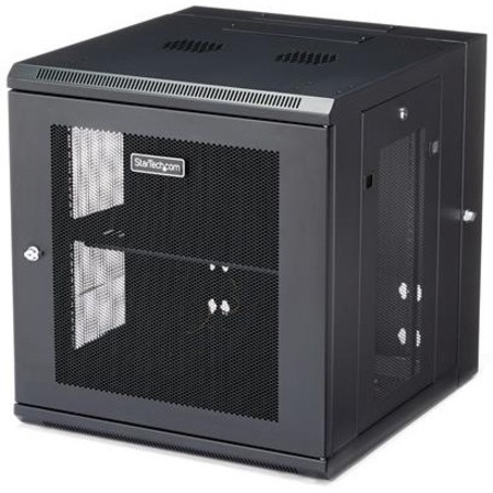 StarTech.com 4-Post 12U Wall Mount Network Cabinet, 19" Hinged Wall-Mounted Server Rack for IT Equipment, Flexible Lockable Rack Enclosure