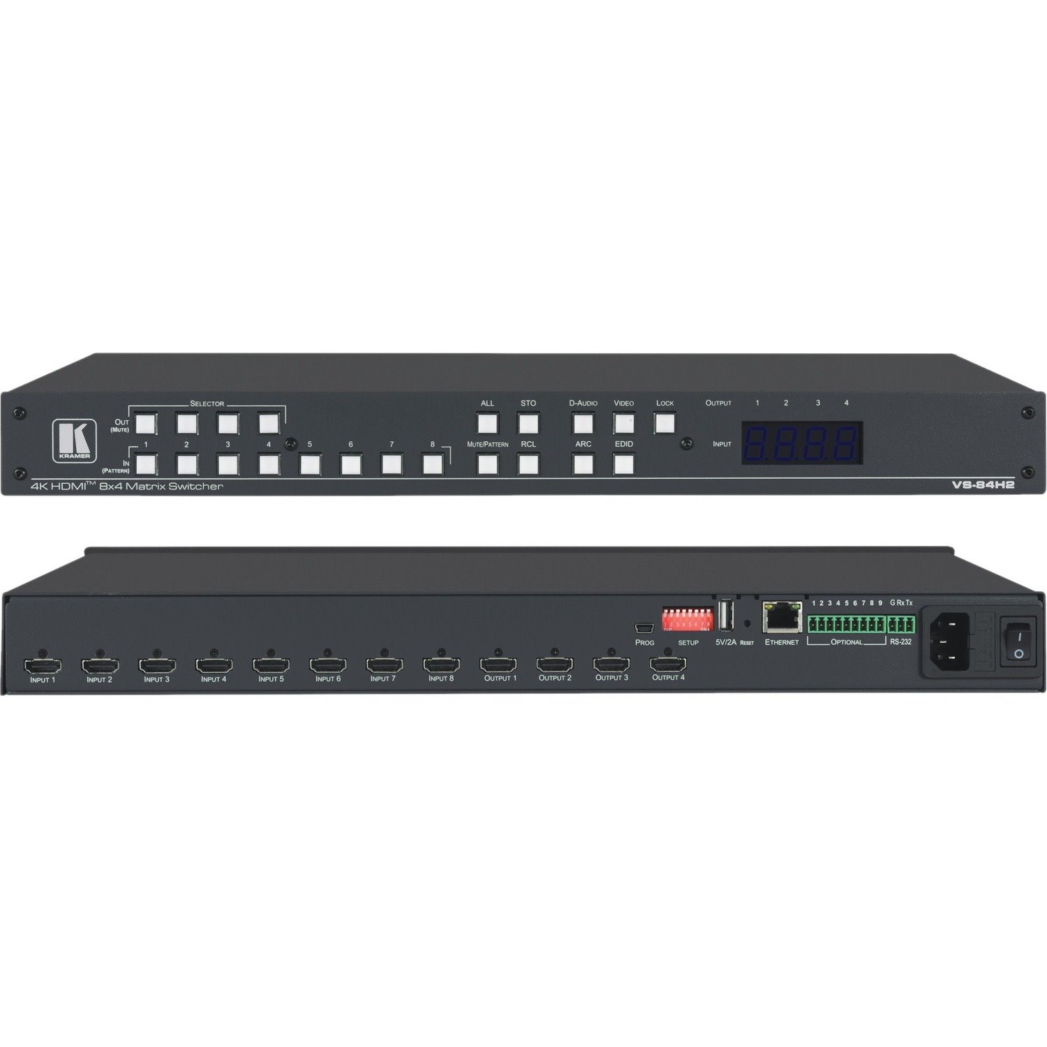 Kramer VS-84H2 8x4 4K HDR HDCP 2.2 Matrix Switcher with Digital Audio Routing