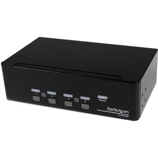 StarTech.com 4 Port Dual DVI USB KVM Switch w/ Audio & USB Hub