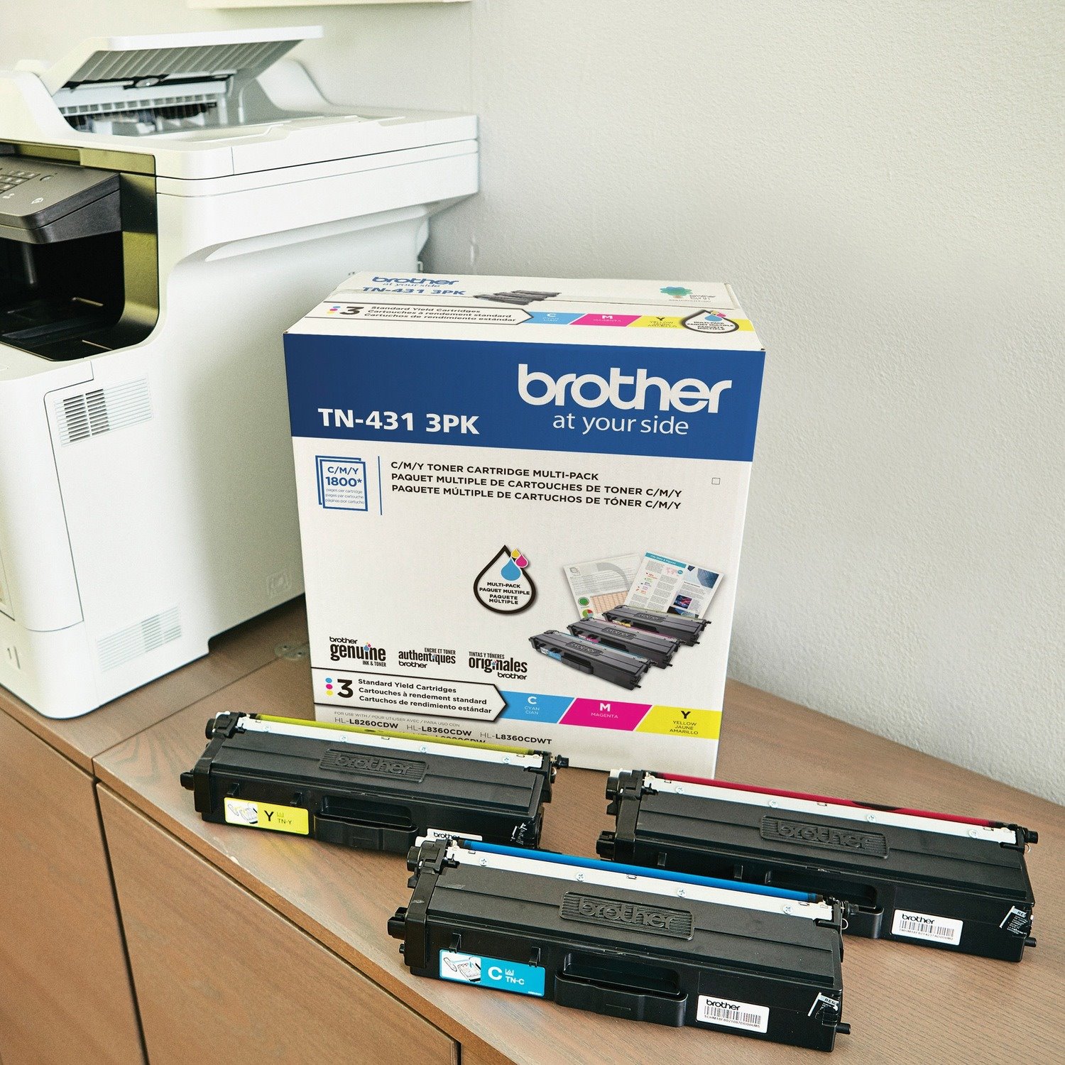 Brother TN-431 Original Standard Yield Laser Toner Cartridge - Multi-pack - Cyan, Magenta, Yellow - 3 / Box